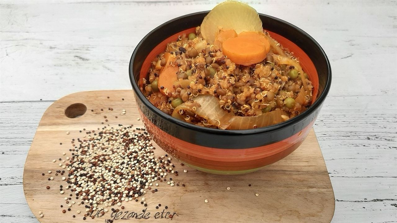 Recept: Quinoa- peulvruchtenschotel