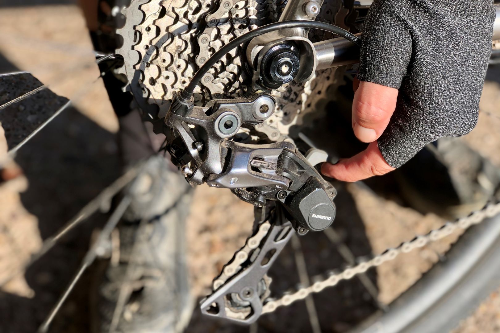 De Scram is verkrijgbaar met Pinion of met deze Shimano GRX-groep.